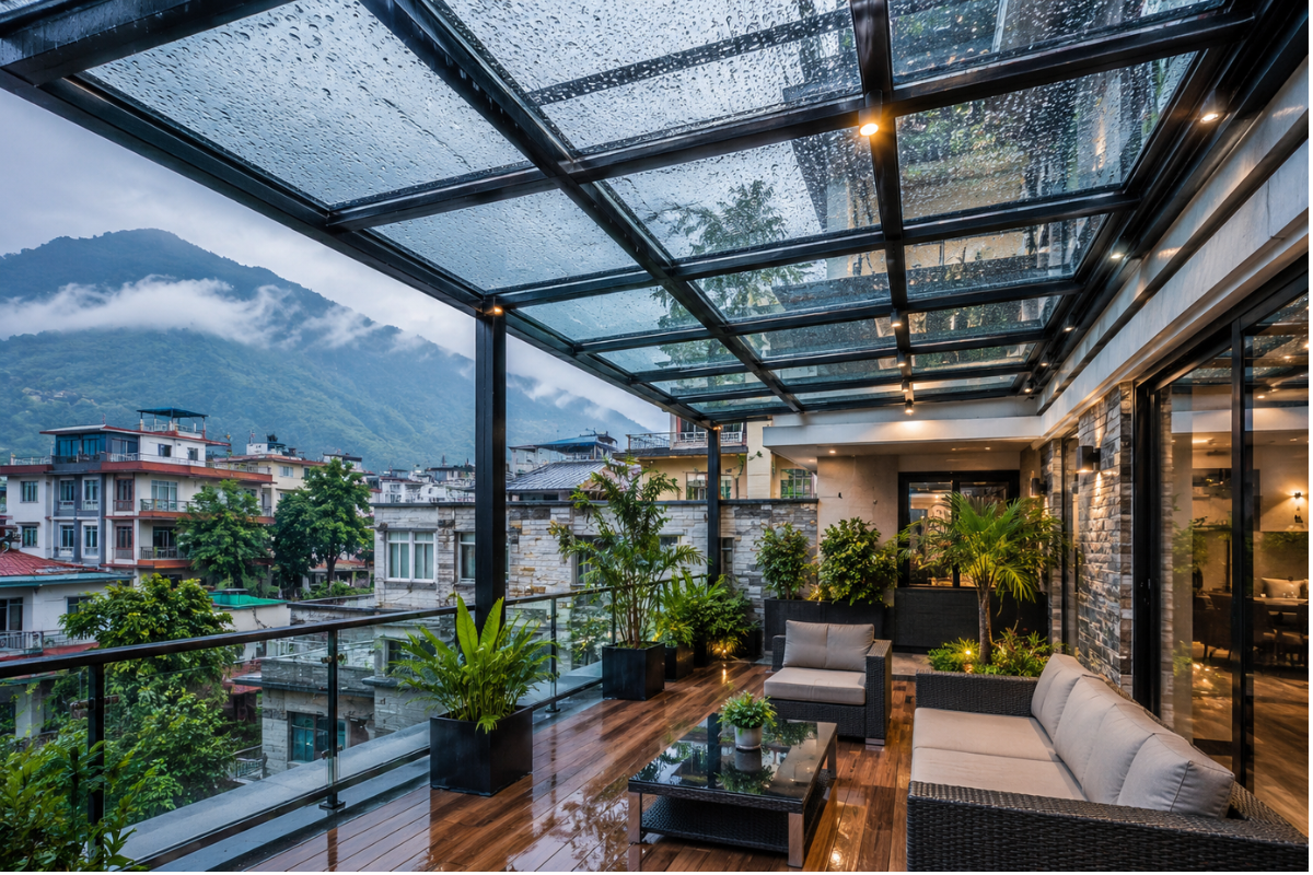 toughened glass roof